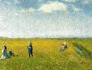 born og unge piger plukker blomster pa en mark nord for skagen Michael Ancher
